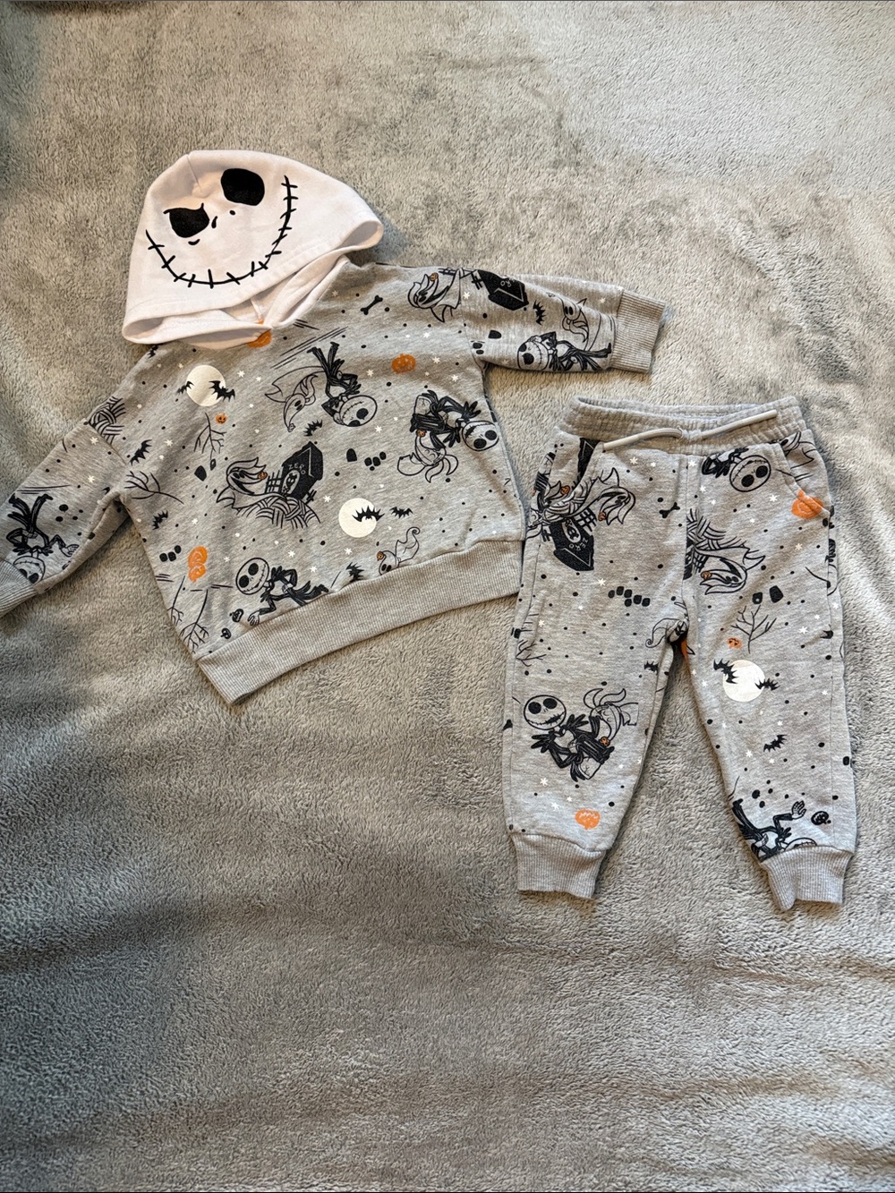 Kids Gray Jack Skellington Hoodie & Jogger Set